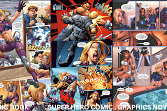 draw custom super hero comic book, graphic novel, manga, nsfw comic, comic panel