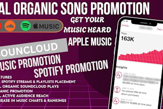 do organic song promotion, souncloud, spotify promotion for your music