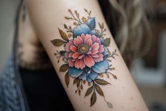 create a beautiful watercolor flowers tattoo design for you
