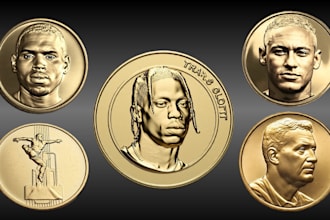 do 3d printable coin, 3d bas relief, 3d coin model, 3d medallion, 3d coin design