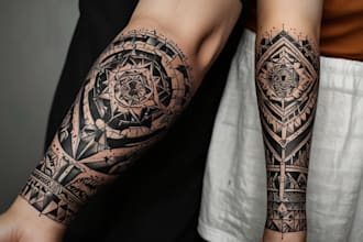 create sleeve tattoo design in geometric style