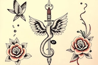 make you a traditional old school tattoo style design