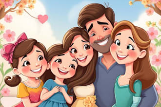 design a professional disney family portrait