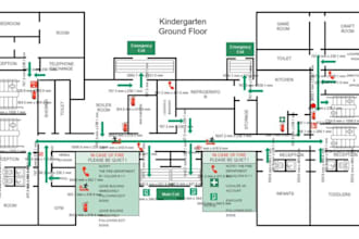 design fire emergency evacuation plan life safety diagram exist map document