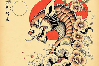 create your japanese custom tattoo design and illustration