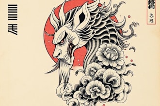 create original custom japanese tattoo design for you