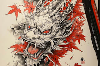 make a custom and professional japanese tattoo design