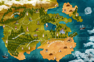 make fantasy map illustration for dnd, novels and games