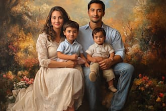 draw a realistic family or group portrait from a photo