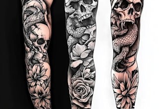 create sleeve tattoo design in realistic style