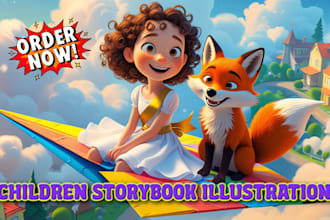 design children story book illustration, children picture book, kids story