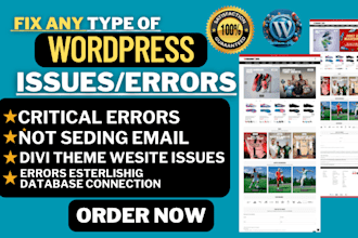 fix wordpress issues, critical errors, and bugs with fast delivery, secure fixe