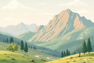 draw a flat vector landscape illustration
