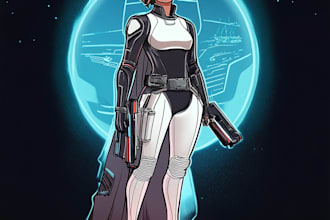 make a sci fi art or character illustration
