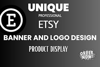 design luxury etsy shop banner, logo, thank you card, or order receipt banner