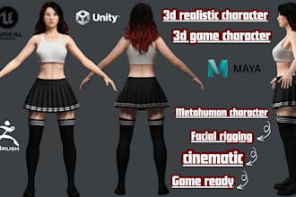 sculpt realistic 3d game character, 3d film metahuman, ue5 rigging, unity zbrush
