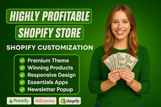 set up shopify store design, build shopify dropshipping, redesign shopify store