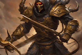 do a fantasy horror character logo and friendship portrait