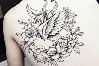 design custom minimalist tattoo in line art style