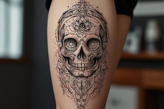 create your line art custom tattoo design and illustration