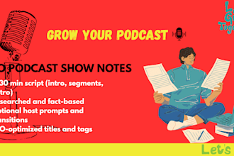 draft rich podcast show notes with SEO optimization