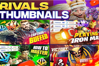 create a professional marvel rivals thumbnail, youtube thumbnail, twitch ,vtuber