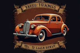 draw vintage car illustration for t shirt design