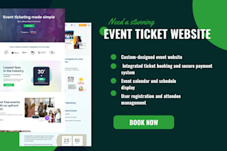 design a professional event website, event ticket website, ticket booking websit