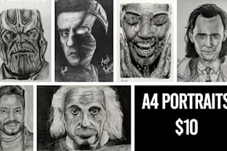 draw a realistic portrait in pencil of your photo reference
