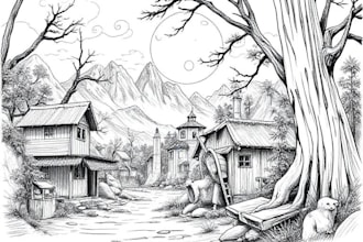 draw black and white illustrations, sketches, storyboards, line art