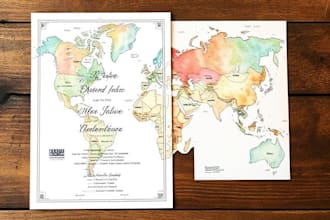 create custom handpainted watercolor wedding or other map invitation