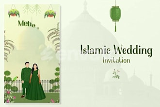 create islamic muslim premium or any kind of wedding invitation video