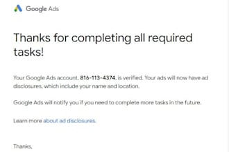 complete google ads account business operations verification bov