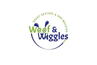 design doggy daycare walking woofs wiggles logo