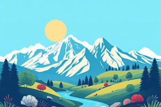 draw a flat vector landscape illustration