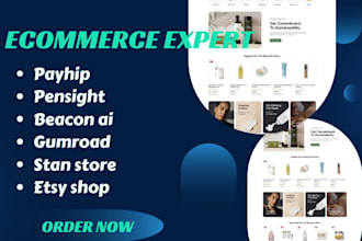 setup payhip, gumroad, pensight store, payhip website, landing page  etsy store