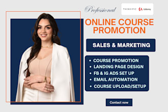 udemy online course promotion thinkific course marketing, kajabi sales funnel
