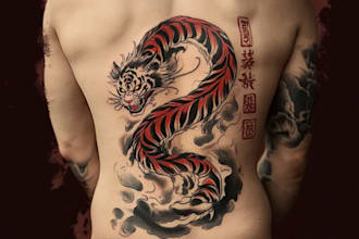 make awesome original japanese tattoo, irezumi tattoo design