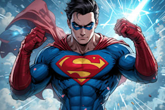 draw superhero comic character art or comic book art