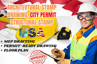 create USA architectural drawings, mep floor plans with stamped, sealed aprove