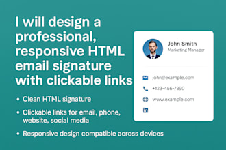 design a professional, responsive HTML email signature with clickable links