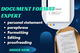 format,paraphrase, proofread edit your personal statement, statement of purpose