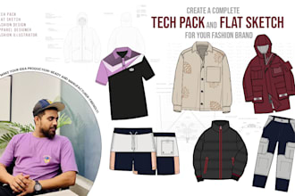 do professional tech pack and flat sketch for your brand