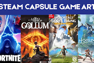 do steam capsule art game UI game logo game poster game banner steam graphics