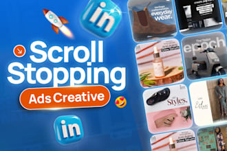 design scroll stopping ad creatives, social media posts for linkedin