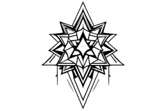 do black and white geometric custom tattoo, monoline logo