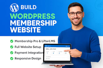 build wordpress subscription memebership website using memebership pro lifterlms