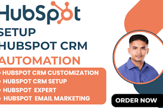 setup hubspot CRM , email automation , email workflows , custom sales pipeline