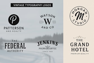 create an elegant vintage typography logo for your brand