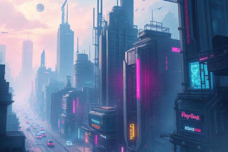 create concept art cyberpunk sci fi, futuristic city